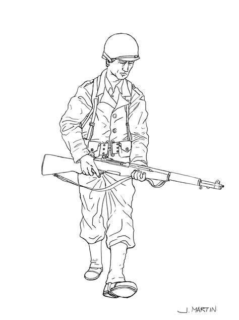 Ww2 Soldier Drawing Easy Sketch Coloring Page