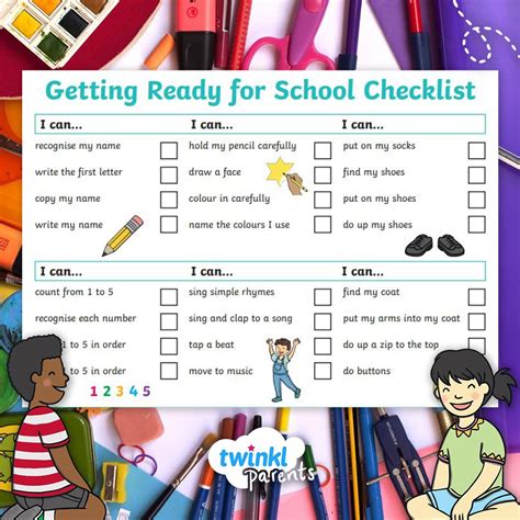 Getting Ready for School Checklist | School checklist, School readiness, Starting school activities