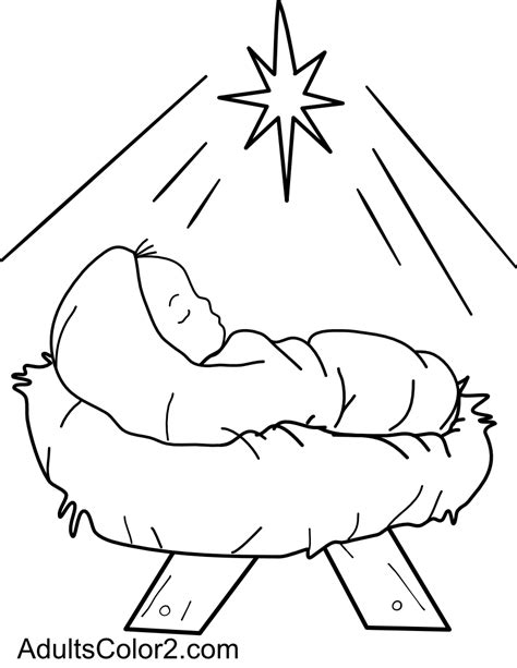 Baby Jesus In A Manger Coloring Pages
