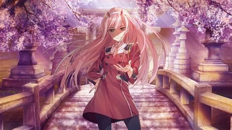 Download Wallpaper 1366x768 Beautiful Zero Two Uniform Anime Girl