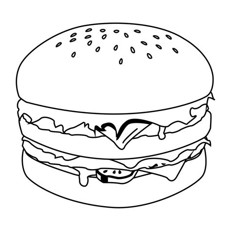 We then color it in with crayons. Hamburger Coloring Page