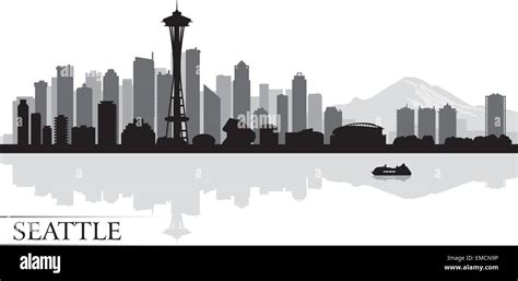 Seattle Skyline Cityscape Reflection Stock Vector Images Alamy