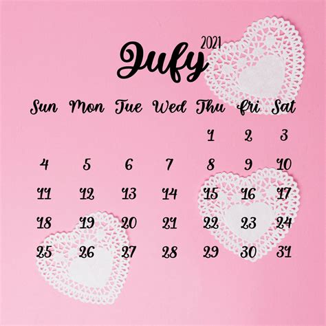 Pink Calendar July Calendar Calendar Widget Ios App Icon Homescreen