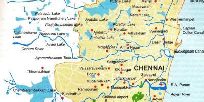 Chennai water kaart Chennai water liggame kaart Tamil Nadu Indië