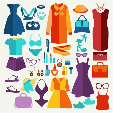 Women Summer Clothing In Flat Style Stock Vector Illustration Of