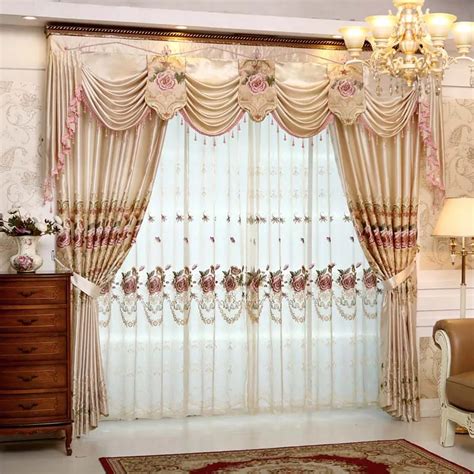 Set Luxury Curtains For Living Room With Valance European Style