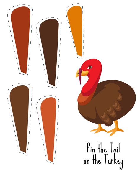 Pin The Tail On The Turkey Printable Game