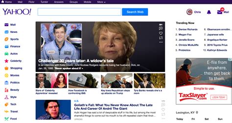 Yahoo Updates App Homepage