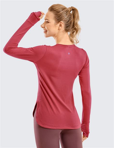 Crz Yoga Women Sport Shirt Hiking Running Workout Long Sleeve Top With Thumbhole Ebay