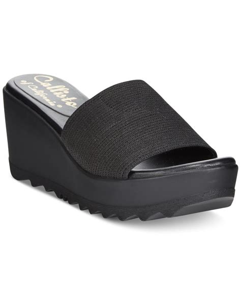 Lyst Callisto Lars Platform Slide Wedge Sandals In Black
