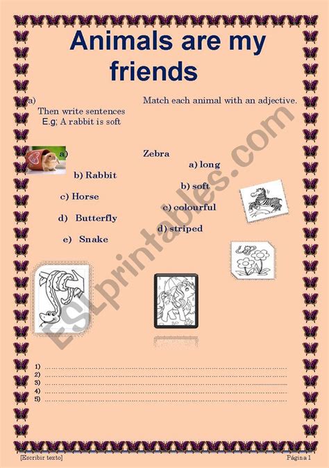 English Worksheets Animals Are My Friends