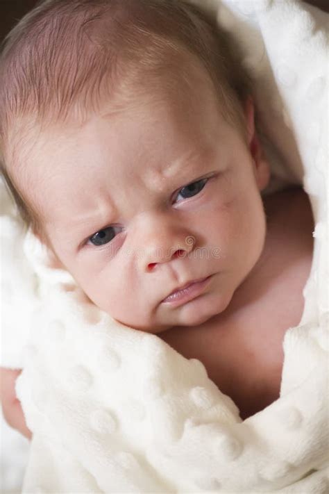Newborn Baby Looking Angry Stock Image Image Of Child 54266785