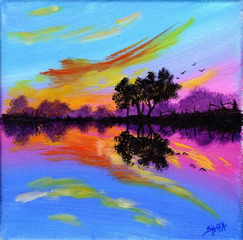 Sunset Canvas Painting Lily Painting Acrylic Canvas Acrylic Painting