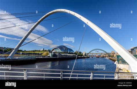 The Millennium Bridge Over The Tyne River Is In Newcastle England Stock