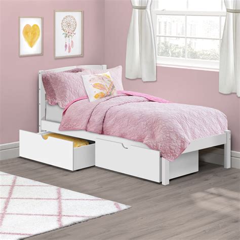 Pkolino Twin Bed With Storage Drawers White