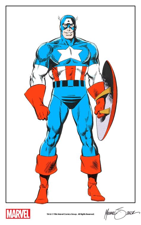 Captain America By Mike Zeck From The Official Handbook Of The Marvel