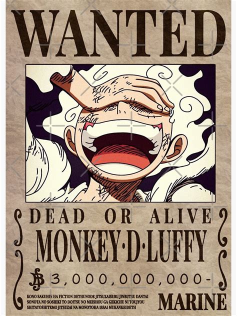 Luffy Gear 5 Yonko Wanted Poster Sticker For Sale By Star5sixx