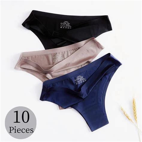 giczi 10pcs set seamless women s panties comfort breathable underwear silk satin briefs sexy