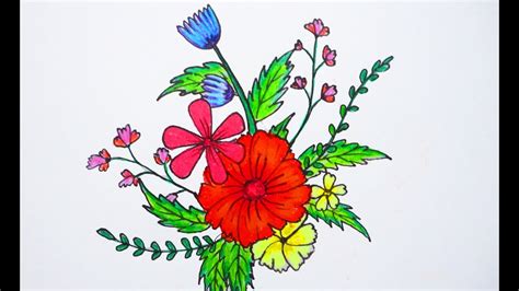 Beautiful Flowers Drawing Ii How To Draw Beautiful Flowers Youtube