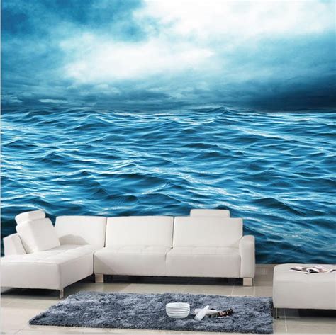 3d Ocean Sea Rolling Waves Design Wallpaper Seascape Mural Minimum