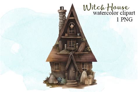Witch House Watercolor Clipart Graphic By Aqvamarypro · Creative Fabrica
