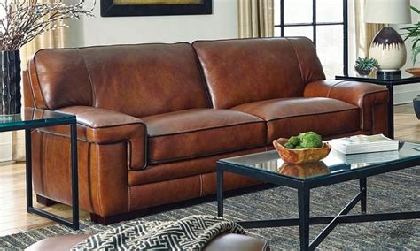 Stampede 91 Inch Top Grain Leather Contemporary Sofa Leather Sofa