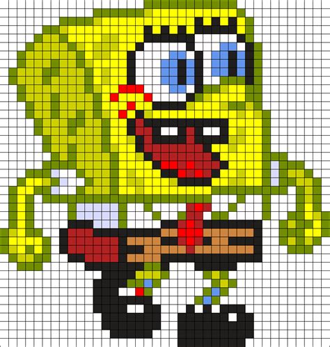 Spongebob Meme Perler Bead Pattern Bead Sprite Pixel Art Pixel Art My