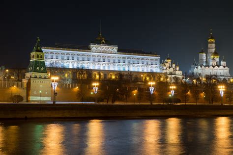 Moscow Kremlin At Night Free Stock Photo Public Domain Pictures