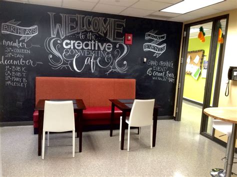 Office Breakroom Remodel Chalkboard Paint Table Chairs And Bar