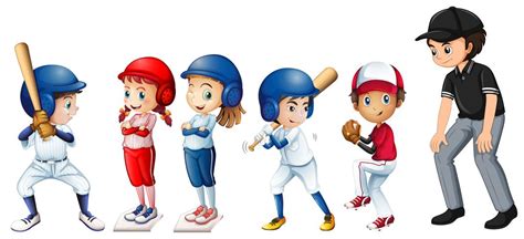 Set Of Baseball Kids 413901 Vector Art At Vecteezy
