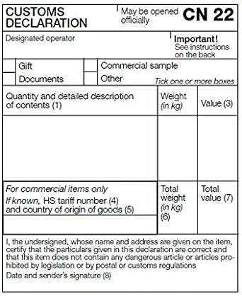 CN22 SELF ADHESIVE CUSTOMS DECLARATION FORM LABEL STICKER ROLL FOR