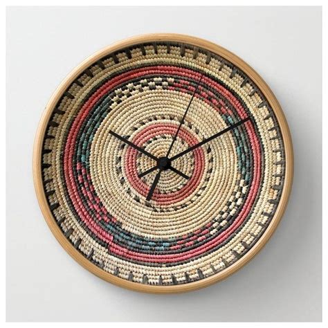 African Art — Round Wall Clock Featuring The Design Of A Hausa Basket