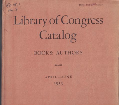 Library Of Congress Catalog A Cumulative List Of Works Represented By