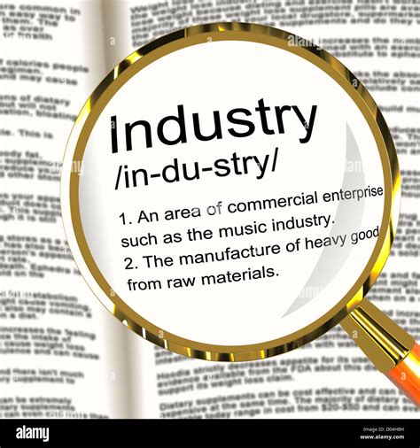 Industry Definition Magnifier Shows Engineering Construction Or Stock ...