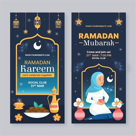 Free Vector Vertical Banner Template For Islamic Ramadan Celebration