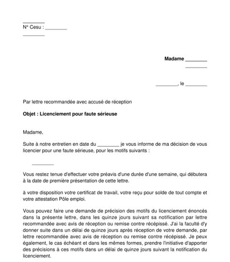 Lettre De Licenciement Remise En Mains Propres Exemple De Lettre My