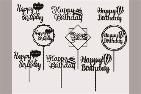 Happy Birthday Cake Topper Bundle Graphic By Meshaarts · Creative Fabrica