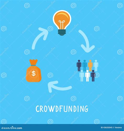 Vector Crowdfunding Concept In Flat Style Stock Vector Illustration