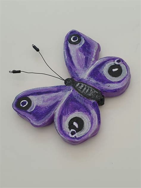 Pretty Purple Butterfly Hand Painted Fridge Magnet Hand Painted
