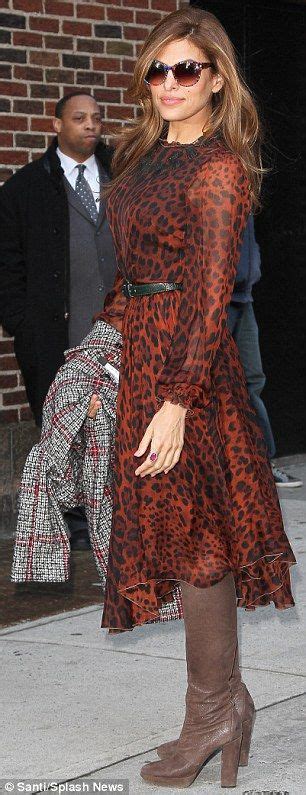 Eva Mendes Looks Purr Fect In Sheer Animal Print Dress And Funky Shades
