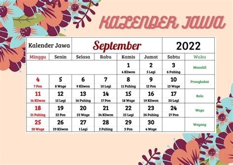 Kalender Jawa 2022 Lengkap Bantu Cari Hari Baik Berdasarkan Weton