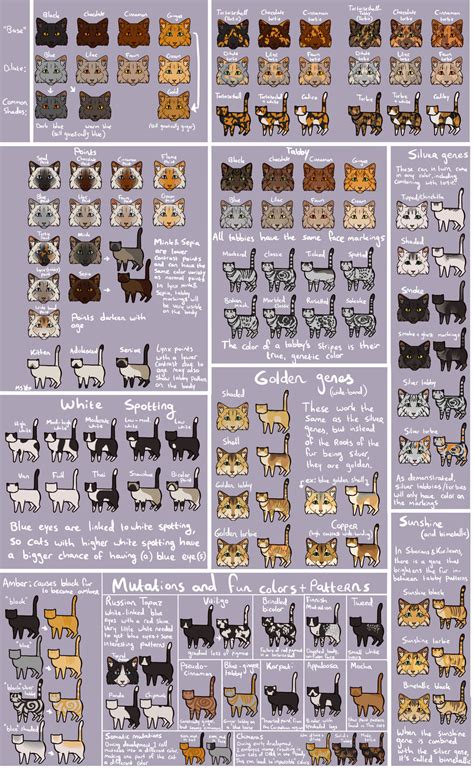 Cat Color Chart Open In A New Tab To Zoom In This Slugs