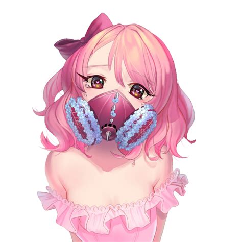 Anime Girl Kawaii Cute Pink Hair Mask Pretty Beautiful