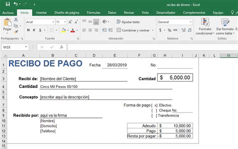 Plantilla De Recibos De Pago En Excel Image To U