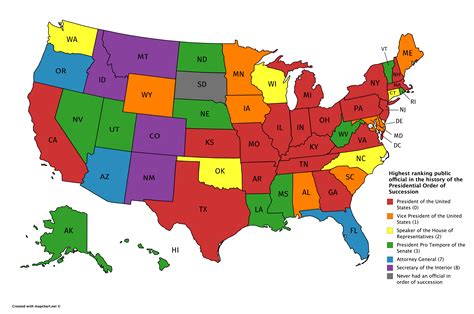 Map Of Us States Showing The Highest Ranking Public Official In The