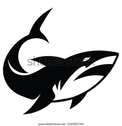2d Vector Illustration Shark Black Isolated 스톡 벡터로열티 프리 1264065766