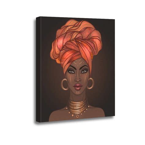 Buy Ansouyi 16x20 Inches Canvas Wall Art Painting African American Pretty Girl Of Black Woman