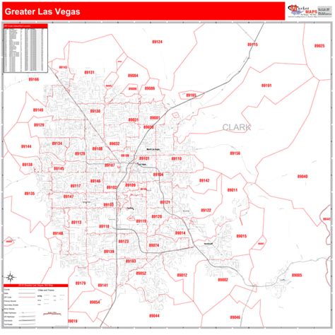 Greater Las Vegas Nevada 5 Digit Zip Code Maps Red Line