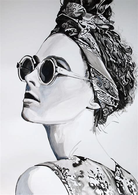 Girl With Sunglasses Drawing By Aleksandra Djokic Rakic Fine Art America