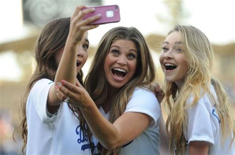 Danielle Fishel Sabrina Carpenter And Rowan Blanchard Dodgers Game